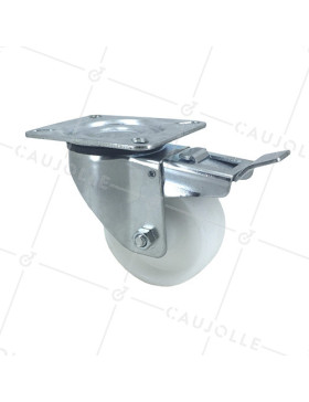 ROULETTE DE MANUTENTION A FREIN NYLON À PLATINE DIAMÈTRE 80MM CHARGE 100KG - S2N 80AF • Caujolle