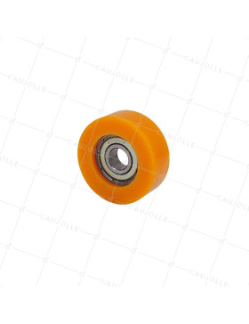 GALET EN POLYURETHANE DIAMÈTRE 40 MM CHARGE 30 KG ROULEMENT A BILLES DE 10 MM - GALET 40/15 LM 8 RB10 PU ORANGE • Caujolle