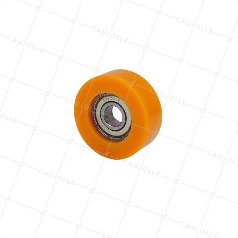 GALET EN POLYURETHANE DIAMÈTRE 40 MM CHARGE 30 KG ROULEMENT A BILLES DE 10 MM - GALET 40/15 LM 8 RB10 PU ORANGE • Caujolle