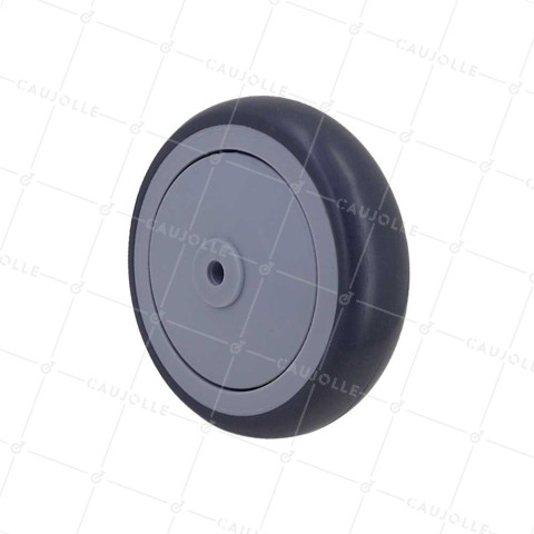 ROUE CAOUTCHOUC SILENCIEUSE ROULEMENT À BILLES DIAMÈTRE 125 MM CHARGE 100 KG AXE 8 MM - GALET GRIS CHU 125/32 LM 40 RB 8 • Caujolle
