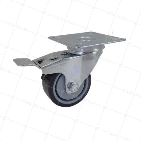 Castor WITH SOFT RUBBER BRAKE, WEAR-RESISTANT AND NON-STAINING, DIAMETER 50MM, LOAD 40 KG - S15.P 50BL CLEARANCE SALE • Caujolle