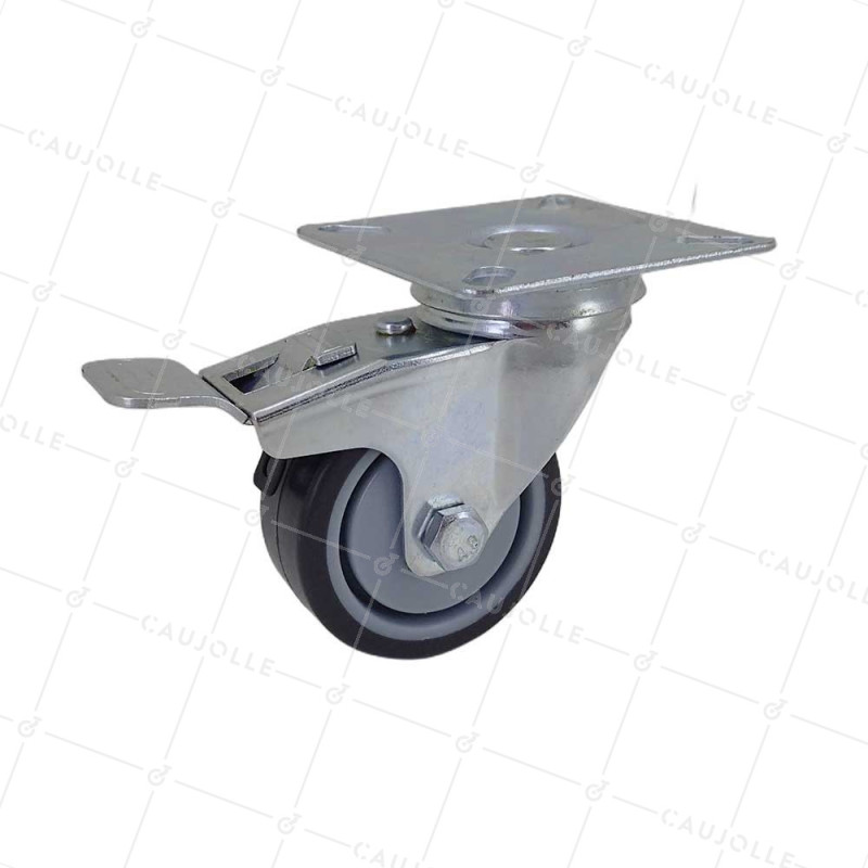 Castor WITH SOFT RUBBER BRAKE, WEAR-RESISTANT AND NON-STAINING, DIAMETER 50MM, LOAD 40 KG - S15.P 50BL CLEARANCE SALE