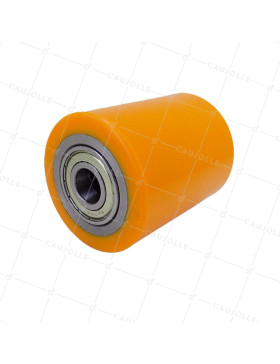 ROUE DE TRANSPALETTE DIAMÈTRE 82 MM LARGEUR 100 MM CHARGE 1000 KG AXE 20 MM - GTP 82/100 LM100 RB20 PU ORANGE • Caujolle