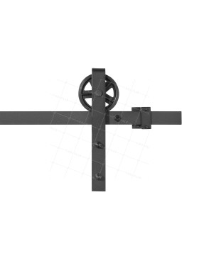 KIT COMPLET SANS POIGNEE A GALANDAGE POUR PORTE COULISSANTE SUSPENDUE STYLE POULIE DE GRANGE LONGUEUR 2 M CHARGE 100KG • Caujolle
