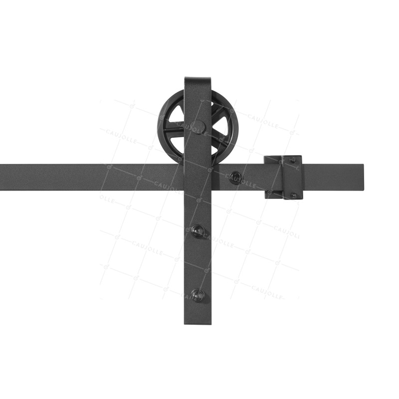 COMPLETE KIT WITHOUT HANDLE FOR SLIDING DOOR WITH HANGING PULLEY STYLE, LENGTH 2 M, LOAD 100KG