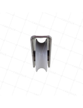 ROUE DE PORTAIL EN NYLON AVEC SUPPORT EN INOX À VISSER OU SOUDER DIAMÈTRE 80 MM POUR RAIL ROND DE 20MM CHARGE 650 KG - MTSP GR80