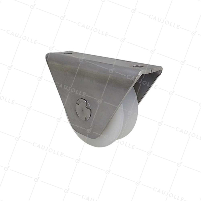 Wheel GATE IN NYLON WITH STAINLESS STEEL MOUNT FOR SCREWING OR WELDING DIAMETER 80 MM FOR TRIANGULAR RAIL LOAD 650 KG - MTSP GV8