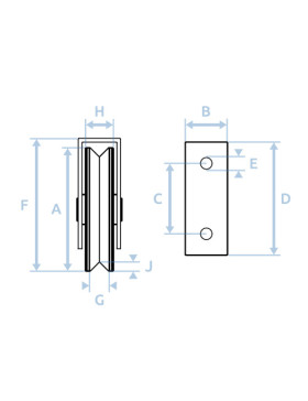 Wheel GATE IN NYLON WITH STAINLESS STEEL MOUNT FOR SCREWING OR WELDING DIAMETER 80 MM FOR TRIANGULAR RAIL LOAD 650 KG - MTSP GV8