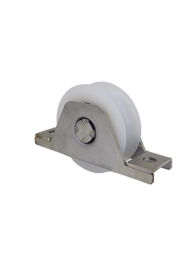 MONTURE POUR PORTAIL À ENCASTRER AVEC ROUE DE DIAMÈTRE 80MMEN NYLON À GORGE RONDE DE 20MM ET MONTURE EN INOX CHARGE 650KG - MTSP
