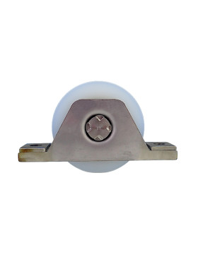 MONTURE POUR PORTAIL À ENCASTRER AVEC ROUE DE DIAMÈTRE 80MMEN NYLON À GORGE RONDE DE 20MM ET MONTURE EN INOX CHARGE 650KG - MTSP