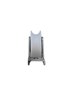 MONTURE POUR PORTAIL À ENCASTRER AVEC ROUE DE DIAMÈTRE 80MMEN NYLON À GORGE RONDE DE 20MM ET MONTURE EN INOX CHARGE 650KG - MTSP