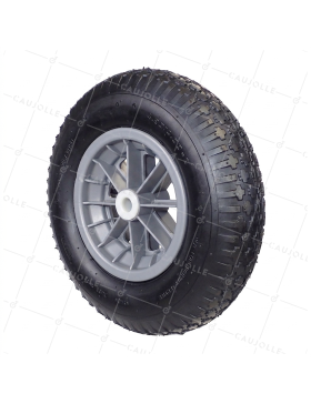 ROUE DE BROUETTE GONFLÉE ET PNEU CRAMPONS 4PR DIAMÈTRE 400 MM CHARGE 150 KG POUR AXE DE 32 MM - S1006P 400 L32/74 4PR AGRAIRE • Caujolle