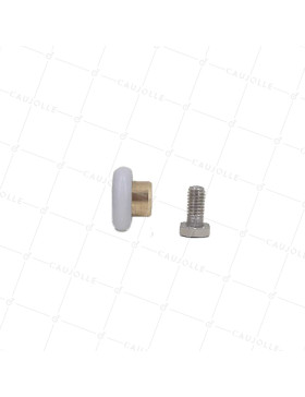 GALET DE PORTE DE DOUCHE EPAULE ET FILETE DIAMETRE 20x5.5 LONGUEUR MOYEU 11 + BOULON M6