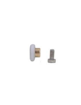 GALET DE PORTE DE DOUCHE EPAULE ET FILETE DIAMETRE 20x5.5 LONGUEUR MOYEU 11 + BOULON M6