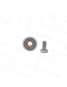GALET DE PORTE DE DOUCHE EPAULE ET FILETE DIAMETRE 20x5.5 LONGUEUR MOYEU 11 + BOULON M6
