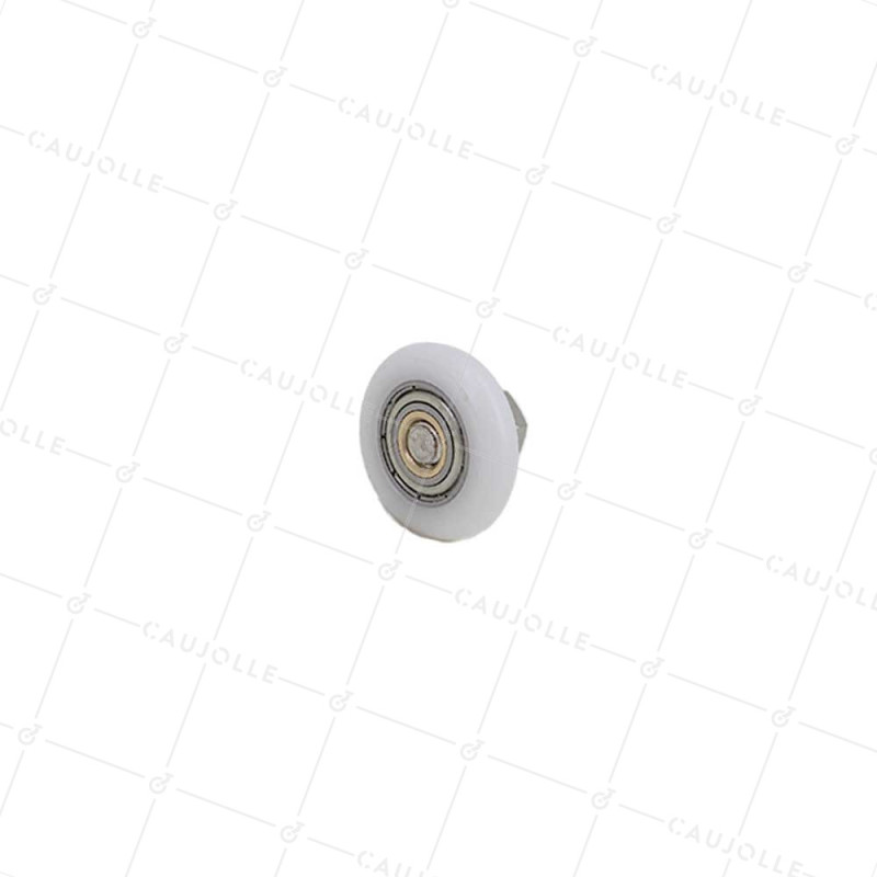 GALET DE PORTE DE DOUCHE EPAULE ET FILETE DIAMETRE 25x5.5 LONGUEUR MOYEU 11 + BOULON M6