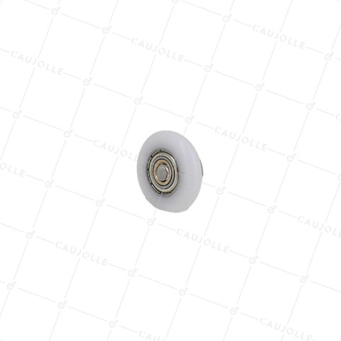GALET DE PORTE DE DOUCHE EPAULE ET FILETE DIAMETRE 27X5.5 LONGUEUR DE MOYEU 11 + BOULON M6 • Caujolle