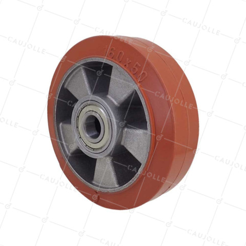 Wheel HIGH TEMPERATURE RUBBER 280°C DIAMETER 160/50 WITH 20MM BALL BEARINGS • Caujolle