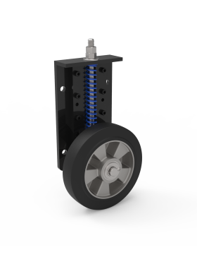 ROULETTE POUR PORTAIL COULISSANT RENFORCÉE À RESSORT DIAMÈTRE 200 MM CHARGE 450KG AVEC 100 MM DE DÉBATTEMENT VERTICAL