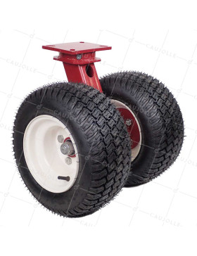 Castor DOUBLE Wheel INFLATED LARGE FORMAT DIAMETER 400 MM LOAD 1000 KG - S20-1 400 DOUBLE INFLATED • Caujolle