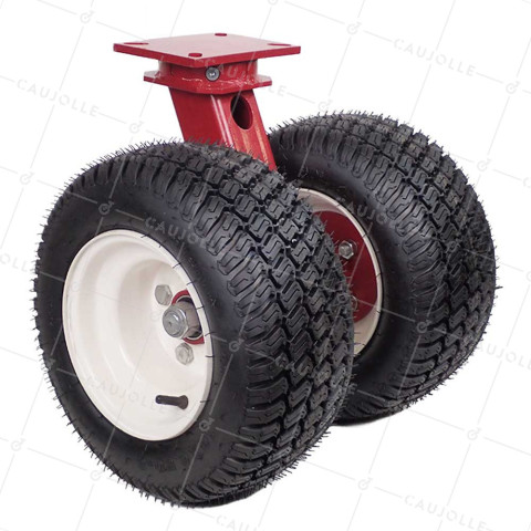 Castor DOUBLE Wheel INFLATED LARGE FORMAT DIAMETER 400 MM LOAD 1000 KG - S20-1 400 DOUBLE INFLATED • Caujolle