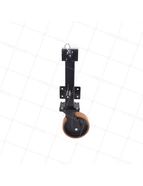 ROULETTE ESCAMOTABLE NOIRE AVEC MANIVELLE A DEBATTEMENT DE 10 CM DIAMETRE 200 MM CHARGE 750 KG