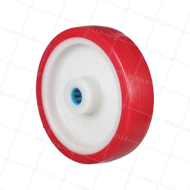 ROUE BI MATIERE NYLON POLYURETHANE DIAMETRE 175 MM CHARGE 300 KG ROULEMENT A ROULEAUX INOX 20 MM - S2450BP 175/45 LM58 RR INOX 2