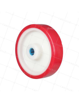 ROUE BI MATIERE NYLON POLYURETHANE DIAMETRE 160 MM CHARGE 200 KG ROULEMENT A ROULEAUX INOX 20 MM - S2450BP 160/40 LM58 RR INOX 20 • Caujolle