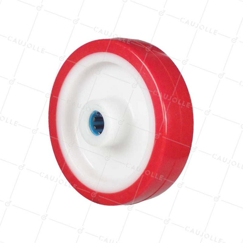 ROUE BI MATIERE NYLON POLYURETHANE DIAMETRE 150 MM CHARGE 200 KG ROULEMENT A ROULEAUX INOX 20 MM - S2450BP 150/40 LM60 RR INOX 2