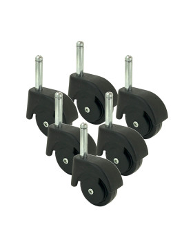 SET OF 5 CASTERS BLACK SWIVEL FURNITURE WITH SMOOTH STEM DIAMETER 50 - S47TL