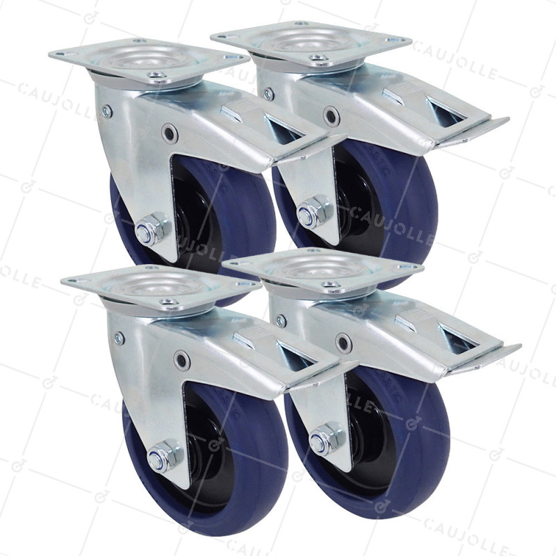 SET OF 4 CASTERS FOR AUTOMATIC DIRECTIONAL RETURN CART DIAMETER 125 MM - S2NS 125 AF RB STAB