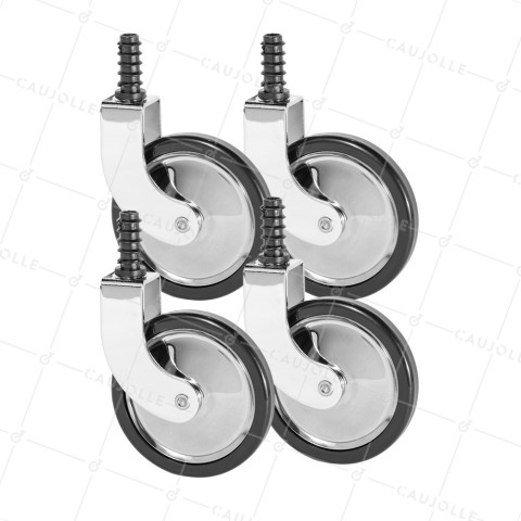 SET OF 4 CASTERS RETRO FOR BAR TABLE 75 MM - ROULBAR 75 • Caujolle