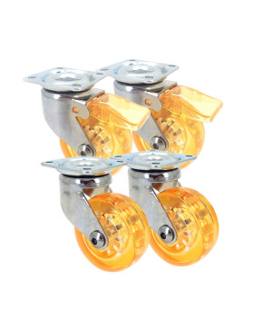 SET OF 4 WHEELS TRANSPARENT ORANGE DESIGN DIAMETER 50 MM