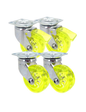 SET OF 4 Castors TRANSPARENT YELLOW DESIGN DIAMETER 50 MM