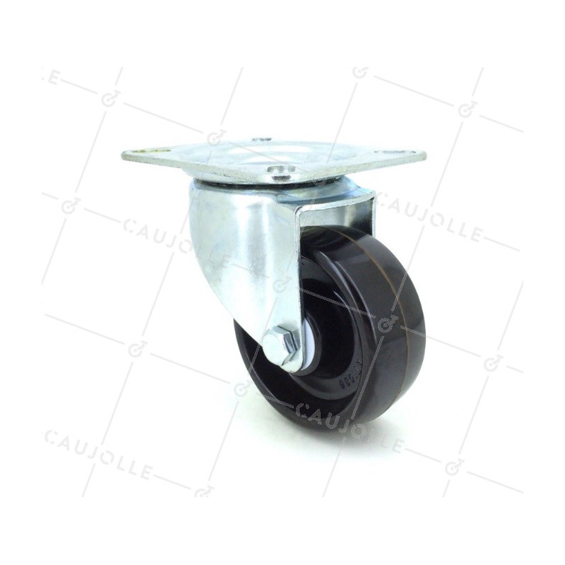 Castor wheel high temperatures 270° 80 mm diameter with swivel plate phenolic resin roller