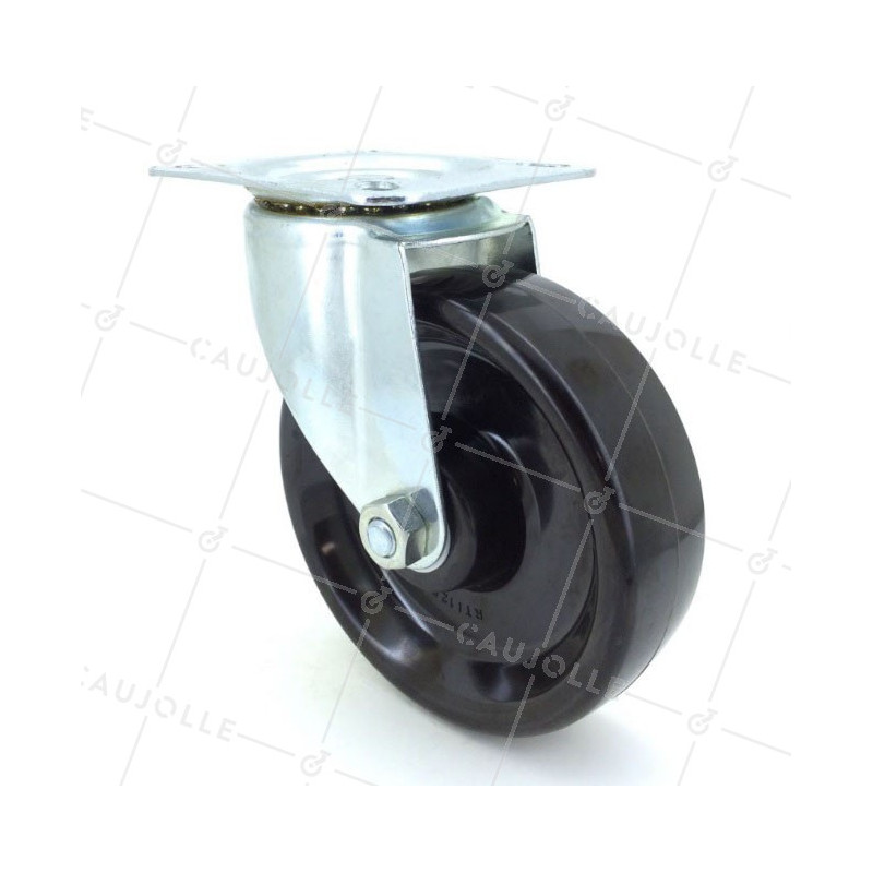 Castor wheel high temperatures 270° 125 mm diameter with swivel plate phenolic resin roller 1