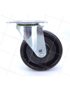 Roulette pivotante haute température S2 270° 125 Castor wheel high temperatures 270° 100 mm diameter with swivel plate phenolic 