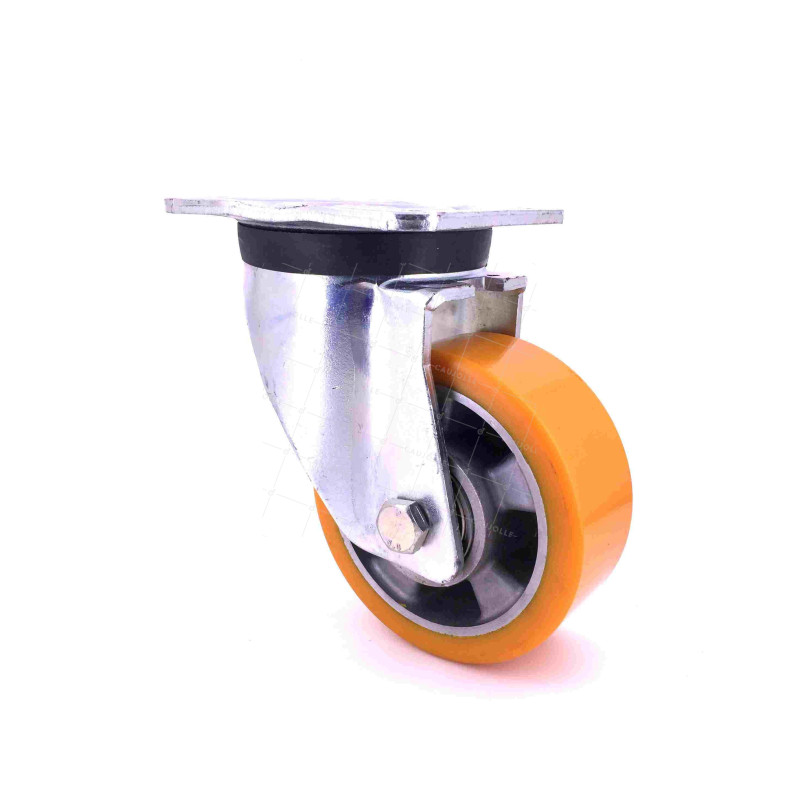 ROULETTE PIVOTANTE POLYURÉTHANE RENFORCÉE JANTE ALUMINIUM DIAMÈTRE 125 MM CHARGE 450KG - S78AR 125