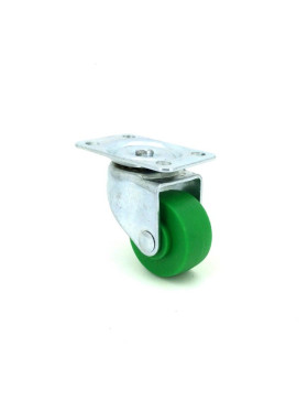 Furniture castor wheel 30 mm diameter roller wheel with plate green polypropylene 1