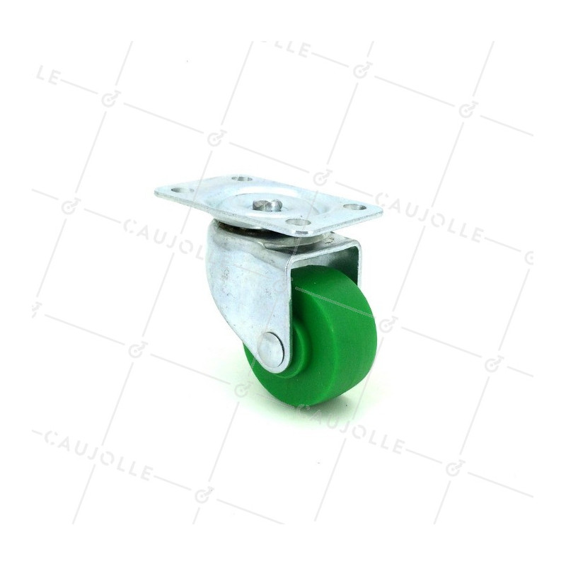 Furniture castor wheel 30 mm diameter roller wheel with plate green polypropylene 1