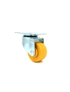 Furniture castor wheel 30 mm diameter roller wheel with plate orange polypropylene 1