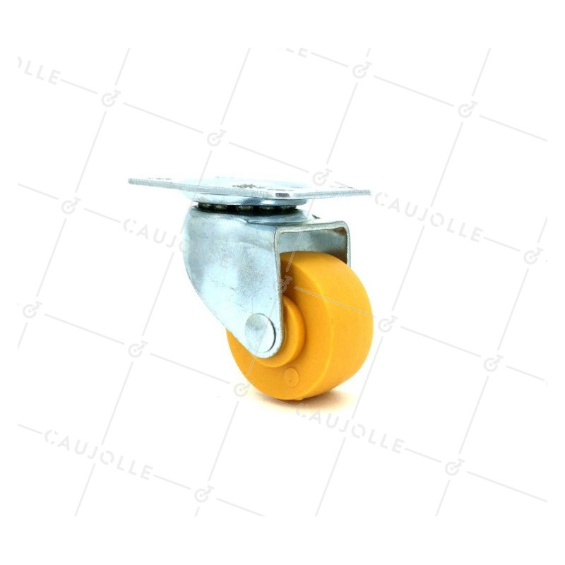 Furniture castor wheel 30 mm diameter roller wheel with plate orange polypropylene 1
