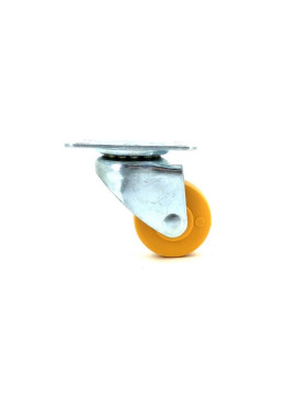 Furniture castor wheel 30 mm diameter roller wheel with plate orange polypropylene 2