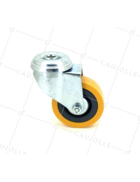 ROULETTE DE COLLECTIVITE EN PVC SOUPLE JAUNE DIAMÈTRE 65 MM CHARGE 35 KG A FIXATION DE 10 MM - S190JAUNE