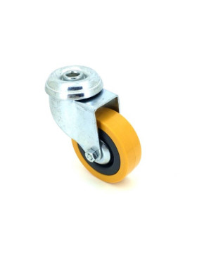 ROULETTE DE COLLECTIVITE EN PVC SOUPLE JAUNE DIAMÈTRE 65 MM CHARGE 35 KG A FIXATION DE 10 MM - S190JAUNE