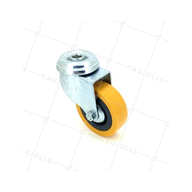 ROULETTE DE COLLECTIVITE EN PVC SOUPLE JAUNE DIAMÈTRE 65 MM CHARGE 35 KG A FIXATION DE 10 MM - S190JAUNE