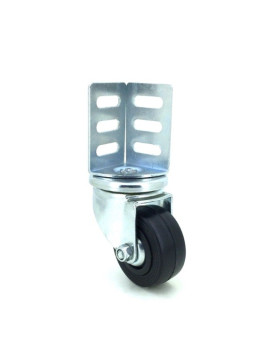 Corner castor wheel angle bracket 50 mm diameter black rubber 1