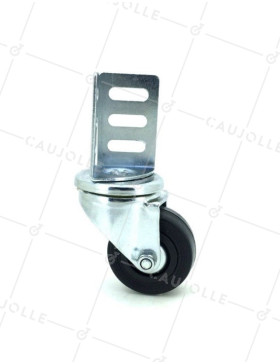 Corner castor wheel angle bracket 50 mm diameter black rubber 2