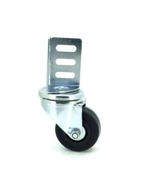 Corner castor wheel angle bracket 50 mm diameter black rubber 2