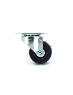 Industrial black rubber castor wheel 50 mm diameter with plate 1